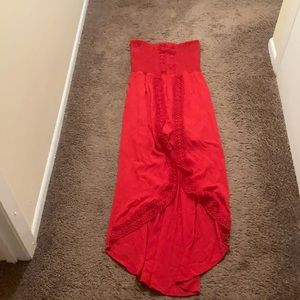 Last Chance! Red Crochet Appliqué Tube Top Dress Romper